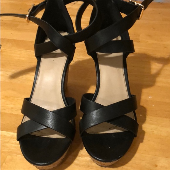 Forever 21 Shoes - Black Strappy Cork Wedges